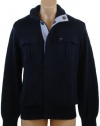 Tommy Hilfiger Mens Button Front Cardigan Logo Sweater - L - Navy