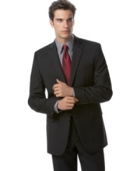 Clean lines and a subtle stripe update this modern Calvin Klein jacket with cool confidence. Clean lines and a subtle stripe update this modern Calvin Klein jacket with cool confidence.