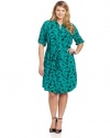 DKNYC Women?s Plus-Size Long Sleeve Button Thru Shirt Dress with Self Belt