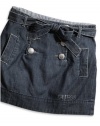 GUESS Kids Girls Big Girl Denim Skirt with Buttons, DARK STONEWASH (10)