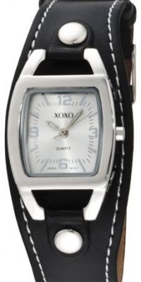 XOXO Women's XO3169 Silver Dial Black Strap Watch