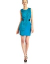 THE LOOKRound necklineSleeveless Front draped jersey panel with pleated shoulder details Leather snap belt Side zip closureTHE FITAbout 36 from shoulder to hemTHE MATERIAL65% rayon/30% nylon/5% elastaneFully linedCARE & ORIGINDry cleanImportedModel shown is 5'10½ (179cm) wearing US size 4. 