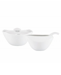 Feature modern elegance on your menu with the Classic Fjord sugar and creamer from Dansk. The set serves up glossy white porcelain in innovative shapes that keep tables looking totally fresh. Feature modern elegance on your menu with the Classic Fjord sugar and creamer from Dansk. The set serves up glossy white porcelain in innovative shapes that keep tables looking totally fresh.