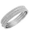 Get your glamour fix. Eliot Danori's sparkling cuff bracelet features a chic, three row design accented by sparkling crystals. Set in silver tone mixed metal. Approximate diameter: 2-2/8 inches.