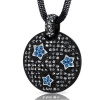 Twinkling Super Star Hematite and Capri Blue Swarovski Crystal Circle Pendant Necklace