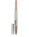 Two-in-one automatic brow pencil and pearlized highlighter duo creates contrast and definition to give your eyes a virtual lift. First, fill-in and shape brows with the long-wearing natural-looking pencil. Then optically boost brow arches with the universal highlighter shade, stroked on just below brow hairs. 