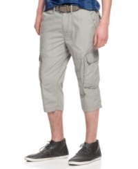 Add some length to your typical short style with these cargo shorts from Calvin Klein. Add some length to your typical short style with these cargo shorts from Calvin Klein.