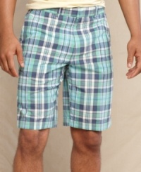 Dress up your casual summer style with these plaid shorts from Tommy Hilfiger. Dress up your casual summer style with these plaid shorts from Tommy Hilfiger.