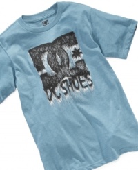 Skater-boy style in spades. He'll love this comfy cotton tee from DC Shoes, complete with a cool graphic at the front. Skater-boy style in spades. He'll love this comfy cotton tee from DC Shoes, complete with a cool graphic at the front.