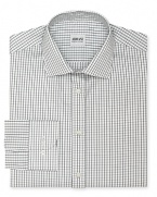 This refreshing tonal take on a classic windowpane check shirt offers a contemporary fit in superior Italian cotton for a truly refined masterpiece from Armani Collezioni.