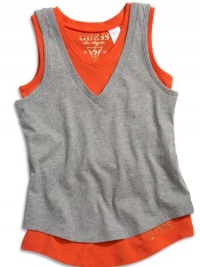 GUESS Kids Girls Two-Fer Top, GREY HEATHER (10/12) GUESS Kids Girls Two-Fer Top, GREY HEATHER (10/12)