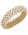 This bubbly bauble will add light to your look. Charter Club's clear glass beaded cluster bracelet stretches to fit your wrist. Crafted in gold tone mixed metal. Approximate diameter: 2-1/4 inches.