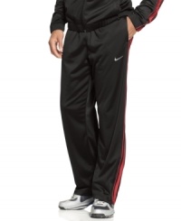 Dress the part of a pro athlete when you suit up in the ultra-smooth performance style of these Dri-Fit track pants from Nike. Dress the part of a pro athlete when you suit up in the ultra-smooth performance style of these Dri-Fit track pants from Nike.