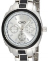 XOXO Women's XO112 Silver Dial Silver-tone and Black Enamel Bracelet Watch