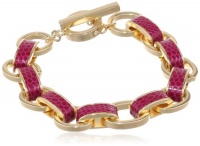 Anne Klein Dalton Gold-Tone Cranberry Leather Flex Bracelet Anne Klein Dalton Gold-Tone Cranberry Leather Flex Bracelet