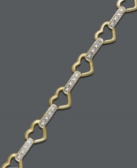 Wrap your wrists in links of love. This intricate bracelet by Victoria Townsend features open-cut hearts connected with sparkling diamond accents. Crafted in 18k gold over sterling silver. Approximate length: 7 inches.