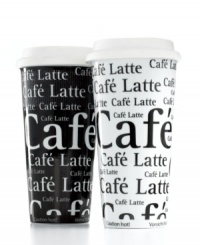 Take coffee drinks to go with the Konitz Cafe Latte travel mug. A porcelain base heats and cleans up nicely so you can thoroughly enjoy each cup. With black or white text and a silicone lid. Take coffee drinks to go with the Konitz Cafe Latte travel mug. A porcelain base heats and cleans up nicely so you can thoroughly enjoy each cup. With black or white text and a silicone lid.