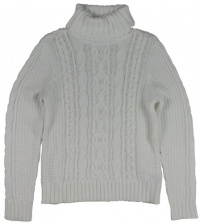 Lauren Jeans Co. Women's Cable-Knit Cotton Turtleneck Sweater (White)