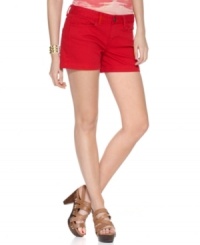 Red is right on-trend for this season -- get the look with these denim shorts from Calvin Klein Jeans. Red is right on-trend for this season -- get the look with these denim shorts from Calvin Klein Jeans.