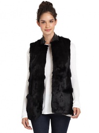 THE LOOKPlush rabbit furLeather point collarOpen frontDropped arm openingsDual front patch pocketsTHE FITAbout 29 from shoulder to hemTHE MATERIALDyed rabbit furLeather trimFully linedCARE & ORIGINDry clean by fur specialistImportedFur origin: ChinaModel shown is 5'11 (180cm) wearing US size Small. THE LOOKPlush rabbit furLeather point collarOpen frontDropped arm openingsDual front patch pocketsTHE FITAbout 29 from shoulder to hemTHE MATERIALDyed rabbit furLeather trimFully linedCARE & ORIGINDry clean by fur specialistImportedFur origin: ChinaModel shown is 5'11 (180cm) wearing US size Small.