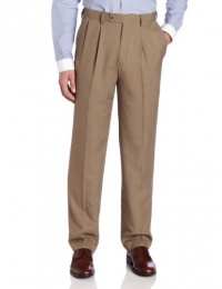 Louis Raphael Men's Houndstooth Pleated Dress Pant with Hidden Extension