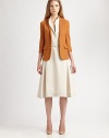 A refined take on a menswear-inspired classic, this chic jacket is tailored for a slim, flattering fit.Narrow notched lapelsButton frontThree-quarter sleevesFlap pocketsAbout 24 from shoulder to hemCottonDry cleanMade in USA of Italian fabricModel shown is 5'10 (177cm) wearing US size 2. 