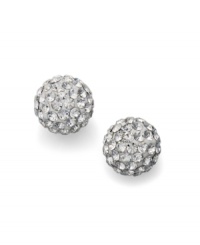 True illumination. Dozens of round-cut clear crystals provide the perfect highlight to Unwritten's ball-shaped stud earrings. Post backing crafted in sterling silver. Approximate diameter: 1/3 inch. True illumination. Dozens of round-cut clear crystals provide the perfect highlight to Unwritten's ball-shaped stud earrings. Post backing crafted in sterling silver. Approximate diameter: 1/3 inch.