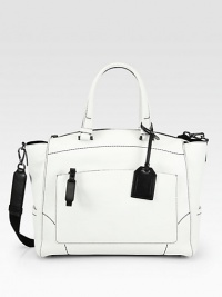 A supple style in pebbled leather; perfect for all your daily essentials.Double top handles, 7 dropDetachable shoulder strap, 14 dropTop zip closureOne outside zip pocketThree outside open pocketsOne inside zip pocketTwo inside open pocketsCotton lining14½W X 13½H X 4½DImported