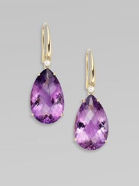 From the Ipanema Collection. Elegant faceted teardrops of richly colored amethyst, each accented with a radiant diamond.Diamonds, 0.16 tcwAmethyst18k yellow goldDrop, about 1Ear wireMade in Italy From the Ipanema Collection. Elegant faceted teardrops of richly colored amethyst, each accented with a radiant diamond.Diamonds, 0.16 tcwAmethyst18k yellow goldDrop, about 1Ear wireMade in Italy