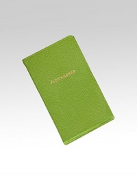 A single resource for addresses, appointments, birthdays, area codes and much more, tabbed for easy reference. Terello hand-stained Italian leather cover. 168 gilt-edged pages 12 full-color maps Dialing codes Zodiac symbols 3 X 6 Made in USA A single resource for addresses, appointments, birthdays, area codes and much more, tabbed for easy reference. Terello hand-stained Italian leather cover. 168 gilt-edged pages 12 full-color maps Dialing codes Zodiac symbols 3 X 6 Made in USA