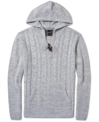 Get toasty, look trendy in this stylish hooded sweater by Retrofit. Get toasty, look trendy in this stylish hooded sweater by Retrofit.