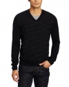 Calvin Klein Sportswear Men's Diagonal Stripe Tipped V-Neck Sweater