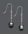 Add lavish style to your look with polish and shine. Earrings feature a cultured Tahitian pearl (8-9 mm) accented by sparkle beads crafted in sterling silver. Approximate drop: 1-1/2 inches.