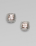 From the Petite Albion Collection. Glistening soft pink morganite is surrounded by pavé diamonds set in sterling silver.Diamonds, 0.40 tcw Morganite Sterling silver About ¼ square Post back Imported