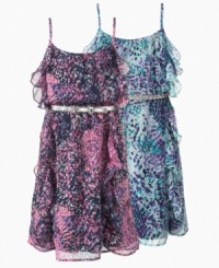 Style is a cinch when she wears this flowing print dress with a silver belt from Epic Threads. (Clearance) Style is a cinch when she wears this flowing print dress with a silver belt from Epic Threads. (Clearance)