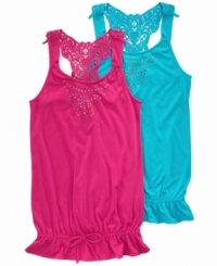 Crocheted cool. Keep your summer girl comfy when she's out under the sun in this drawstring tank from Epic Threads. Crocheted cool. Keep your summer girl comfy when she's out under the sun in this drawstring tank from Epic Threads.