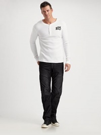A relaxed fit with modern sensibilities is rendered in slightly faded, fine-wale corduroy. Five-pocket style Signature stitching on back pockets Inseam, about 34 70% cotton/30% polyester Machine wash Imported A relaxed fit with modern sensibilities is rendered in slightly faded, fine-wale corduroy. Five-pocket style Signature stitching on back pockets Inseam, about 34 70% cotton/30% polyester Machine wash Imported