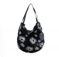 Juicy Couture womens navy blue velour daisy printed hobo handbag Juicy Couture womens navy blue velour daisy printed hobo handbag