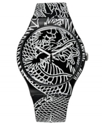 Fire-breathing fashion stands out on this Draconem watch from Swatch. Fire-breathing fashion stands out on this Draconem watch from Swatch.