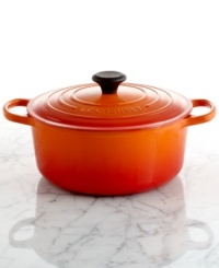 Size matters! Make family meals even easier with the stove-top friendly size of this classic dutch oven. Perfect for pot roast, stews and chili, this Signature piece masters slow cooking, evenly distributing and retaining heat and moving effortlessly from oven to table. Lifetime warranty. Size matters! Make family meals even easier with the stove-top friendly size of this classic dutch oven. Perfect for pot roast, stews and chili, this Signature piece masters slow cooking, evenly distributing and retaining heat and moving effortlessly from oven to table. Lifetime warranty.