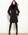 A faux-fur collar adds the look of luxe to this Jones New York trench coat -- perfect for a stylish cold-weather look!