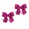 I'm A Cute Little Princess Ribbon Pave' Earrings (Hot Pink)