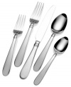 Smooth, matte handles contrast the mirror-finished tines, blades and bowls of Ariel flatware, setting the casual table with contemporary flair. With banded detail and service for eight from Pfaltzgraff.