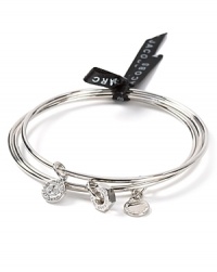 Make the brand. This set of silver-plated MARC BY MARC JACOBS bangles seals it with a designer kiss. Make the brand. This set of silver-plated MARC BY MARC JACOBS bangles seals it with a designer kiss.