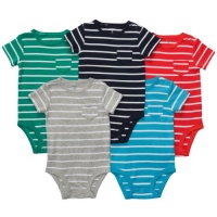 Carter's 5 Pack Boys Striped Pocket T Bodysuit Set- Newborn through 24 Months (12 Months) Carter's 5 Pack Boys Striped Pocket T Bodysuit Set- Newborn through 24 Months (12 Months)