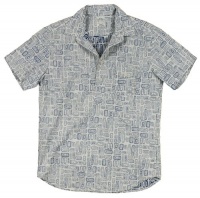 Lucky Brand Men's Summer Swell Print Popover Shirt (Blue/Natural) Lucky Brand Men's Summer Swell Print Popover Shirt (Blue/Natural)