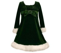 Bonnie Baby-girls Infant Glitter Stretch Velvet Empire Waist With Faux Fur Trim Bonnie Baby-girls Infant Glitter Stretch Velvet Empire Waist With Faux Fur Trim
