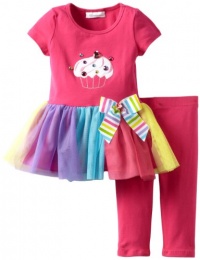 Bonnie Jean Girls 2-6X Fuchsia Cupcake Applique Legging Set