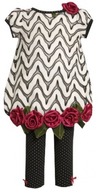 Bonnie Jean Girls 2-6X Flamestitch Bubble Top with Knit Legging Set Bonnie Jean Girls 2-6X Flamestitch Bubble Top with Knit Legging Set