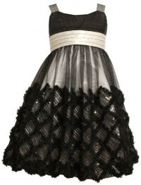 Bonnie Jean Girls 7-16 Criss Cross Border Bubble Dress, Black, 10 Bonnie Jean Girls 7-16 Criss Cross Border Bubble Dress, Black, 10
